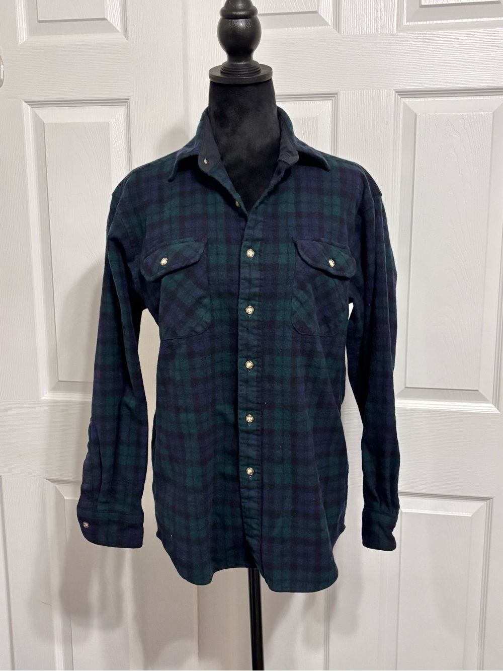 Vintage Pendleton Wool World Shirt Men’s Medium Green Navy Tartan Plaid